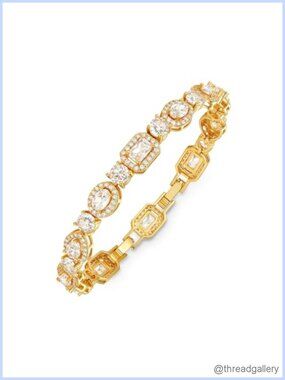 14K Gold Plated CZ Tennis Bracelet AAAAA Cubic Zirconia Hypoallergenic